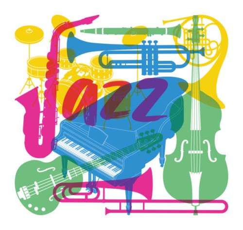 jazz music concert band musical instruments poster overprint design - concert stock illustrations