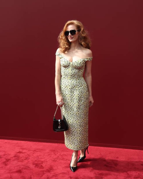 Jessica Chastain attends the Gucci Women's Spring Summer 2025 Fashion Show during the Milan Fashion Week Womenswear Spring/Summer 2025 at Triennale...