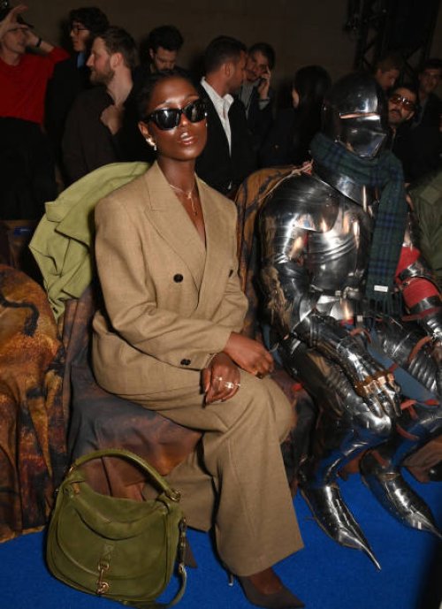 Jodie Turner-Smith and The Knight attend the Burberry Winter 2025 during London Fashion Week on February 24, 2025 in London, England.