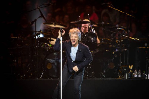 Jon Bon Jovi and Tico Torres of Bon Jovi perform in concert during the 'This House is Not for Sale' tour at the Canadian Tire Centre on May 7, 2018...