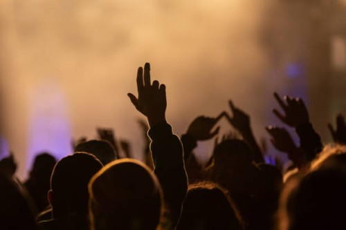 June 2024, Baden-Württemberg, Neuhausen ob Eck: Festival visitors watch a concert by the band K.I.Z. On the grounds of the Southside Festival. The...