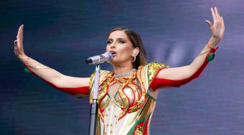 June 2024, Bavaria, Munich: Nelly Furtado, singer, on stage at the EURO 2024 Fan Fest on the Theresienwiese. On June 14 the opening match of the...