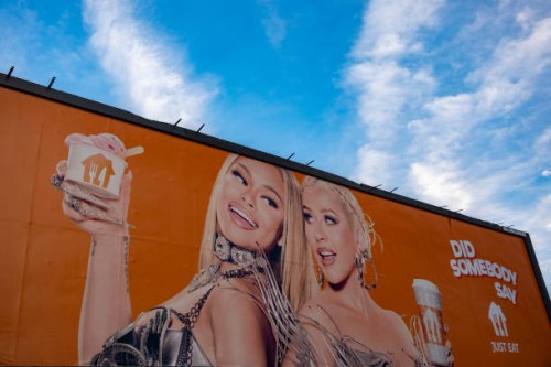 Just Eat takeaway delivery advertising campaign 'Did somebody say Just Eat' featuring Latto and Christina Aguilera on 29th November 2023 in...