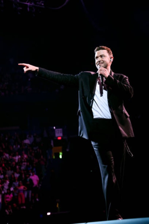 Justin Timberlake performs onstage during his The Forget Tomorrow World Tour at Rogers Arena on April 29, 2024 in Vancouver, British Columbia.