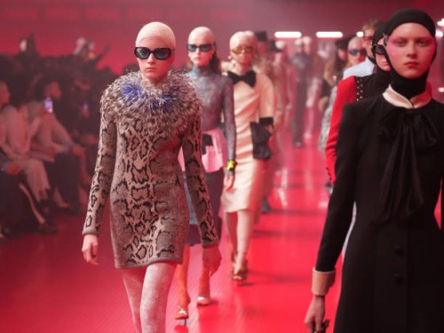 Kai Schreiber walks the runway during the Valentino Womenswear Fall/Winter 2025-2026 show as part of Paris Fashion Week on March 09, 2025 in Paris,...