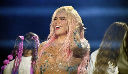 Karol G performs during her "Mañana Será Bonito" Tour at Camping World Stadium on September 24, 2023 in Orlando, Florida.