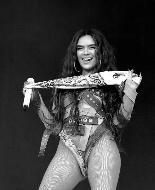 Karol G performs onstage at the Coachella Stage during the 2022 Coachella Valley Music And Arts Festival on April 17, 2022 in Indio, California.