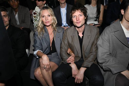 Kate Moss and Nikolai von Bismarck attend the Dior Homme Menswear Spring/Summer 2025 show as part of Paris Fashion Week on June 21, 2024 in Paris,...