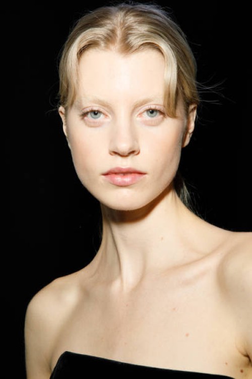 Katinka Carleton-Smith poses backstage at the Max Mara fashion show during the Milan Fashion Week Womenswear Fall/Winter 2023/2024 on February 23,...