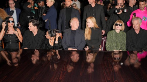 Katy Perry, Bill Skarsgård, Salma Hayek, François-Henri Pinault, Nicole Kidman, Anna Wintour and Kyle MacLachlan at Balenciaga RTW Spring 2025 as...