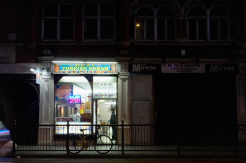 Kebab shop on Clerkenwell Road, London, UK.