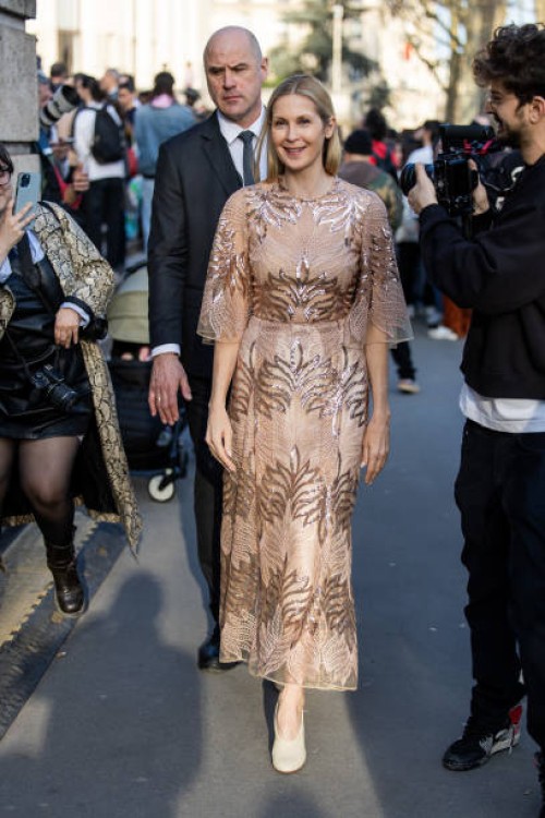 Kelly Rutherford is seen outside Elie Saab during the Womenswear Fall/Winter 2025/2026 as part of Paris Fashion Week on March 08, 2025 in Paris,...