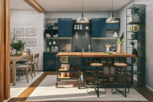 keuken en eetkamer - home decoration stockfoto's en -beelden