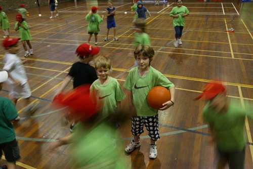 Kids are eating junk food and are becoming fatter but also fitter. Pictured are Lewis left and Ewen Cameron right taking part in Camp Autralia,...