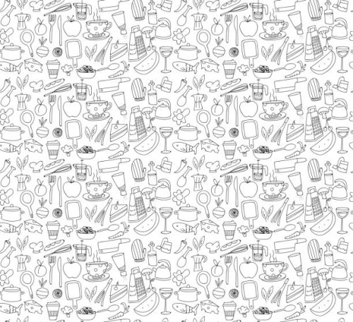 kitchen and food pattern - food stock illustrations