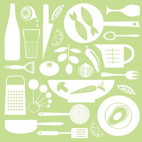 kitchen collection - food stock illustrations