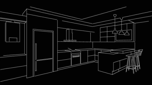 kitchen sketch design - home decoration stock illustrations