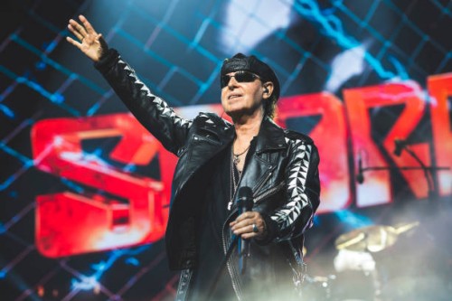 Klaus Meine of the German hard rock band Scorpions performs on stage at Wizink Center on July 16, 2024 in Madrid, Spain.