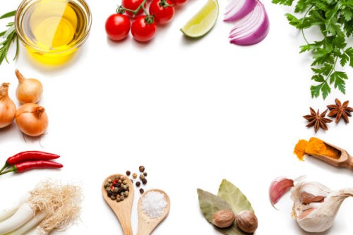 koken en kruiden achtergronden: groente, kruid en specerijen frame. - food stockfoto's en -beelden