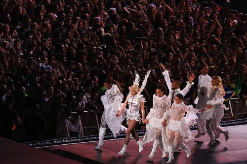 Lady Gaga performs during a massive free show at Copacabana Beach on May 03, 2025 in Rio de Janeiro, Brazil.