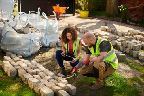 landscape designer with contractor - home decoration stock pictures, royalty-free photos & images