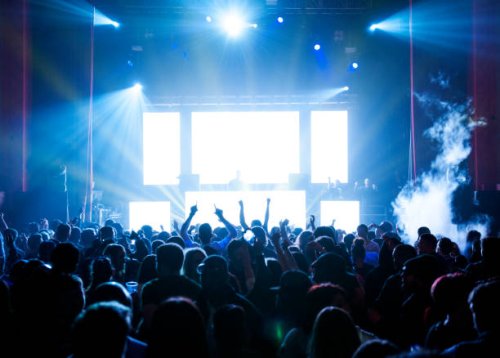 large crowd of people at music event - concert stock pictures, royalty-free photos & images