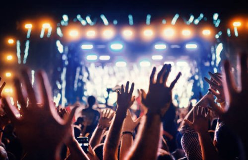 large group of people at a concert party. - concert stock pictures, royalty-free photos & images