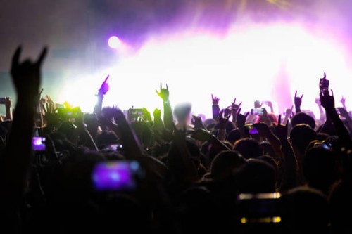 large group of people enjoying at music festival - concert stock pictures, royalty-free photos & images