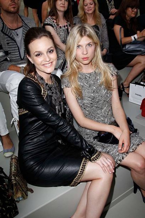 Leighton Meester and Clemence Poesy attend the Chanel Haute Couture fashion show as part of the Paris Haute Couture Fashion Week Fall/Winter 2011 at...