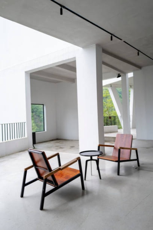 leisure tables and chairs on the hotel balcony - garden decoration stock pictures, royalty-free photos & images