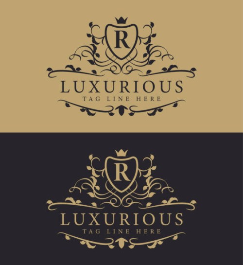 letter r royal luxury brand symbol design template - fashion stock illustrations