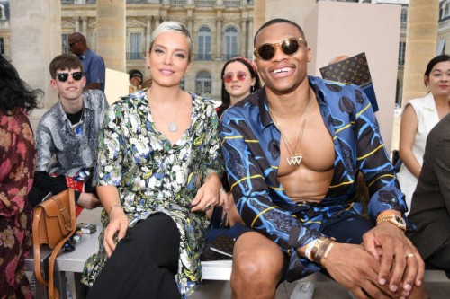 Lily Allen and Russell Westbrook attend the Louis Vuitton Menswear Spring/Summer 2018 show as part of Paris Fashion Week on June 22, 2017 in Paris,...