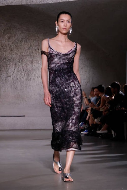 Liu Wen walks the runway during the Tory Burch S/S 2024 New York Fashion Week show at American Museum of Natural History on September 11, 2023 in New...