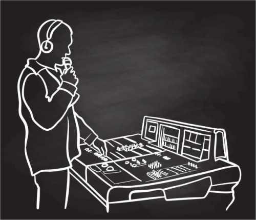 live concert sound engineer chalkboard - concert stock illustrations
