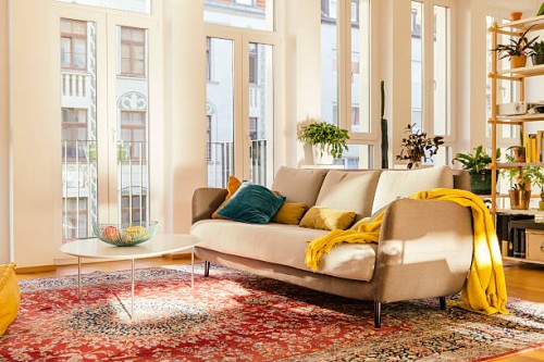 living room area with persian rug - home decoration stock pictures, royalty-free photos & images