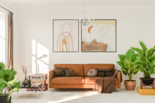 living room in boho style - home decoration stock pictures, royalty-free photos & images