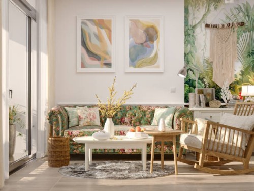 living room with green tones - home decoration stock pictures, royalty-free photos & images