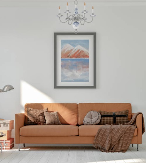 living room with painting - home decoration stock pictures, royalty-free photos & images