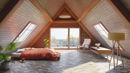 loft attic bedroom concept - home decoration stock pictures, royalty-free photos & images