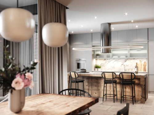 loft kitchen interior - home decoration stock pictures, royalty-free photos & images