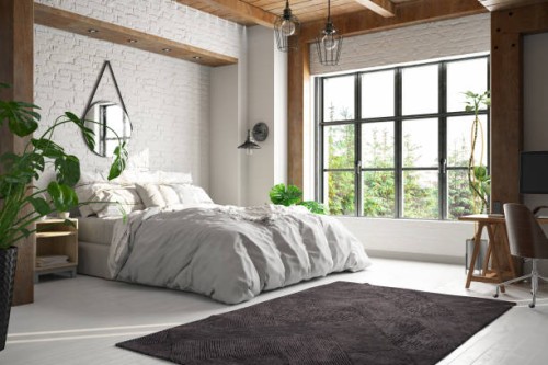 loft slaapkamer - home decoration stockfoto's en -beelden