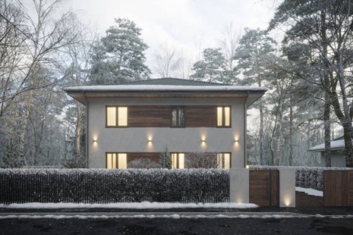 luxurious style house on a cold winter day in 3d - garden decoration stock pictures, royalty-free photos & images