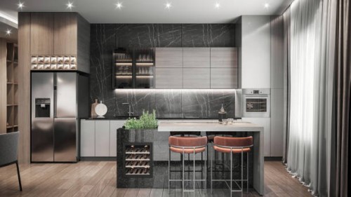 luxury apartment kitchen interior - home decoration stock pictures, royalty-free photos & images
