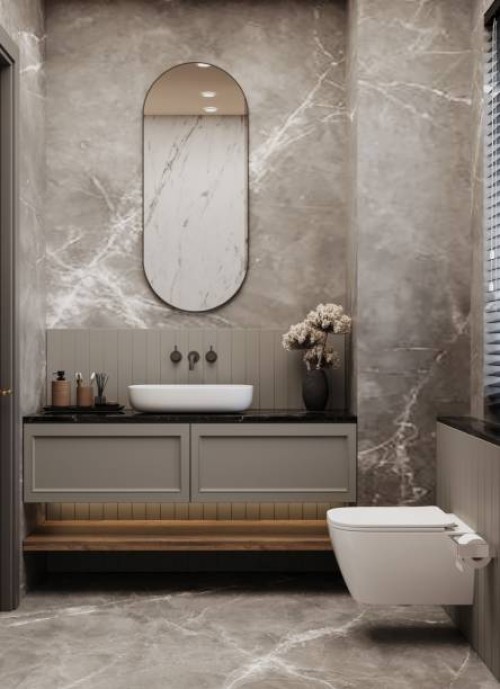 luxury bathroom interior with toilet, mirror and decorative objects. - home decoration stock pictures, royalty-free photos & images