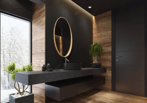 luxury villa minimalist black bathroom - home decoration stock pictures, royalty-free photos & images