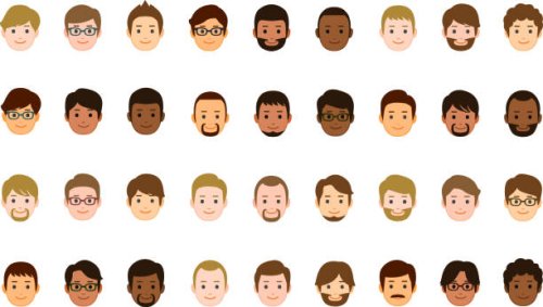 männliche gesichter symbole - hairstyle stock-grafiken, -clipart, -cartoons und -symbole