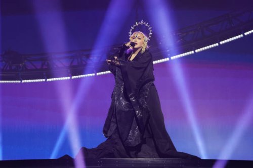 Madonna performs during opening night of The Celebration Tour at The O2 Arena on October 14, 2023 in London, England.
