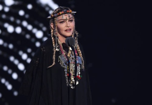 Madonna speaks onstage during the 2018 MTV Video Music Awards at Radio City Music Hall on August 20, 2018 in New York City.