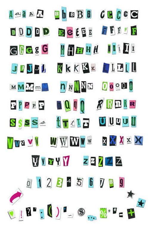 magazine cut out letters - fashion stock pictures, royalty-free photos & images
