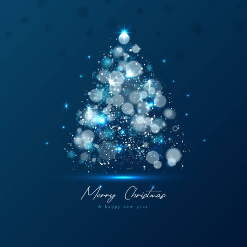 magic xmas tree made from blue lights on dark background - home decoration stock illustrations